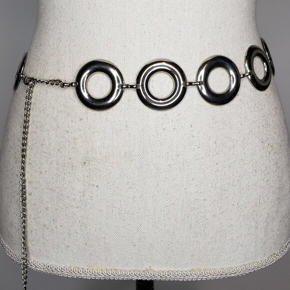 Silver Tone Ring Body Chain Belt OS - Picture 3 of 7